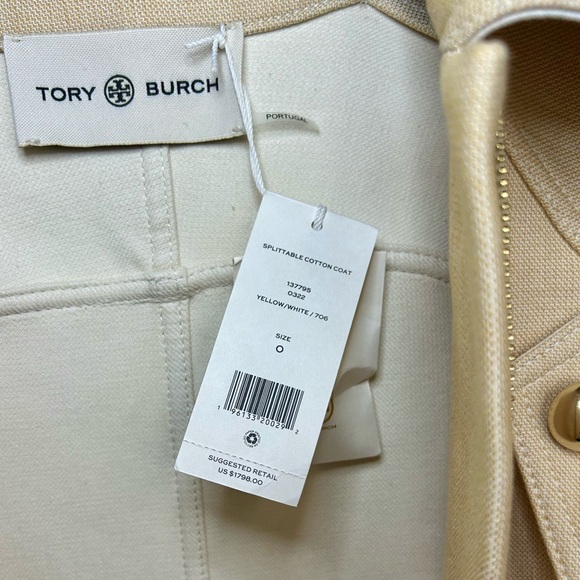 NWT Tory Burch Oversized Trench Coat in Structured Cotton with Leather Trim - Picture 12 of 12